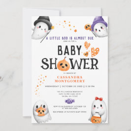 小さなブーほとんど起因かわいいハロウィーン赤ちゃんシャワー 招待状