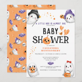 小さなブーほとんど起因かわいいハロウィーン赤ちゃんシャワー 招待状
