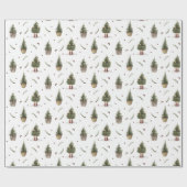 小さなブーツの贈り物とクリスマスツリー ラッピングペーパー (フラット)