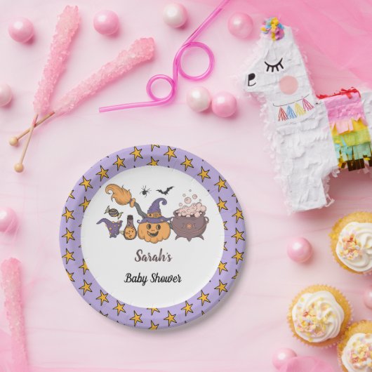 小さなブーパープルハロウィーンの赤ちゃんシャワー ペーパープレート (パーティー)