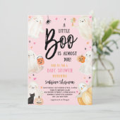 小さなブーピンクかわいいハロウィーンの赤ちゃん女の子シャワー 招待状 (スタンド正面)