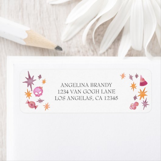 小さなブーピンクのハロウィーンの赤ちゃんシャワーが戻る ラベル (インサイチュ)