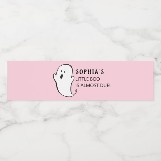 小さなブーピンクのハロウィーンの赤ちゃんシャワー ペットボトルラベル (シングルラベル)