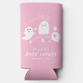 小さなブーピンクの女の子ハロウィーン赤ちゃんシャワー スリム缶クーラー (裏面)