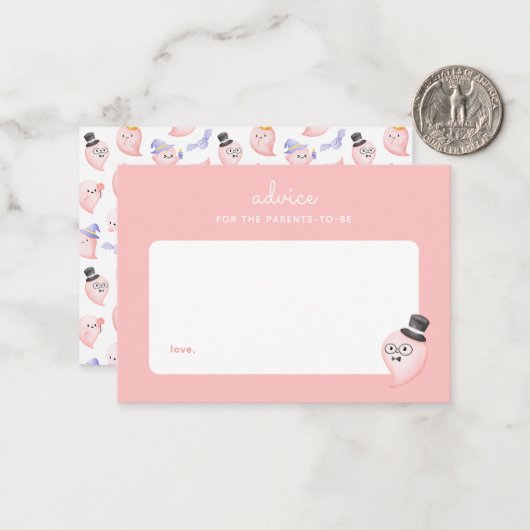 小さなブーピンクの赤ちゃんシャワー子育てアドバイス ノートカード (正面/裏面インサイチュ)