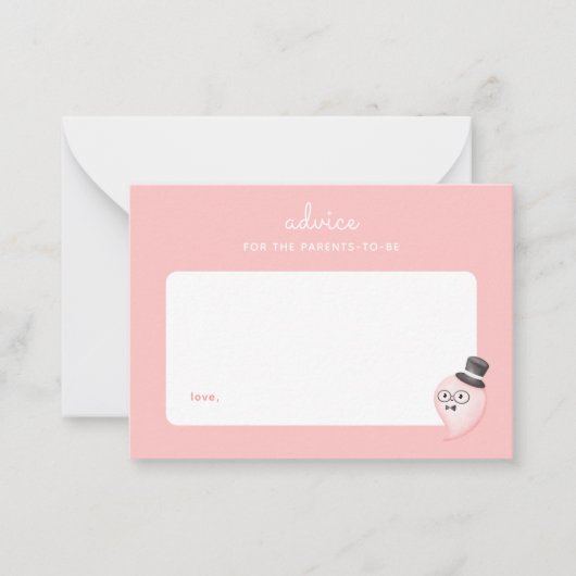 小さなブーピンクの赤ちゃんシャワー子育てアドバイス ノートカード (正面)