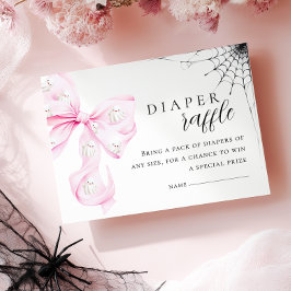 小さなブーブピンクボウ赤ちゃんシャワーおむつラッフル エンクロージャーカード