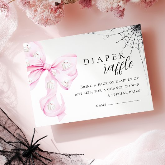 小さなブーブピンクボウ赤ちゃんシャワーおむつラッフル エンクロージャーカード