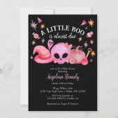 小さなブーブブラック&ピンクのハロウィーンの赤ちゃんシャワー 招待状 (正面)