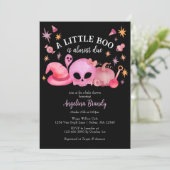 小さなブーブブラック&ピンクのハロウィーンの赤ちゃんシャワー 招待状 (スタンド正面)