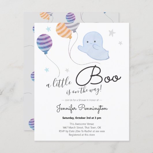 小さなブーブベイビーシャワー予算 (正面/裏面)