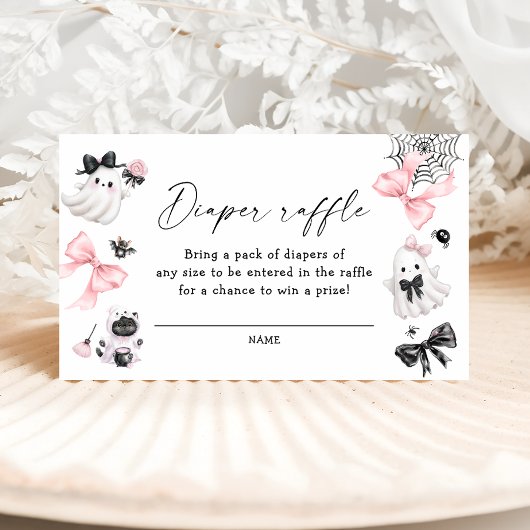 小さなブー女の子の赤ちゃんシャワーおむつラッフル エンクロージャーカード