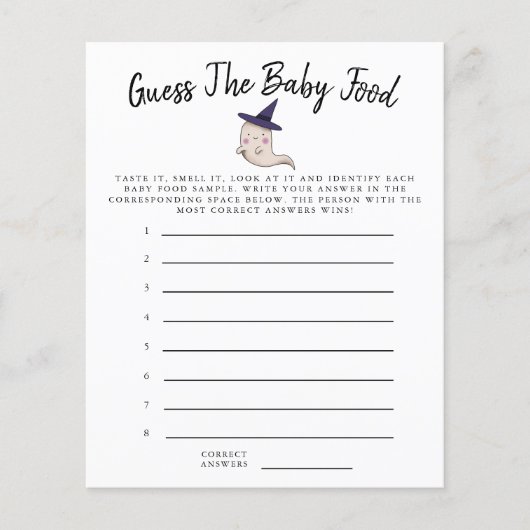 小さなブー女の子は、ベビー食品シャワーゲームを推測 (正面)