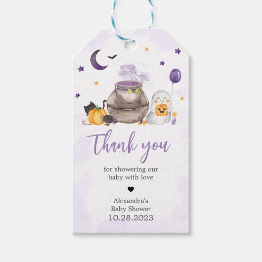 小さなブー幽霊の赤ちゃんシャワーメッセージカード ギフトタグ (正面)