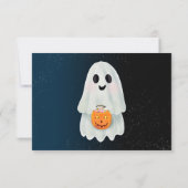 小さなブー幽霊カボチャHalloweenベビーシャワー サンキューカード (裏面)