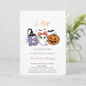 小さなブー幽霊ストライプカボチャハロウィーン 招待状 (スタンド正面)