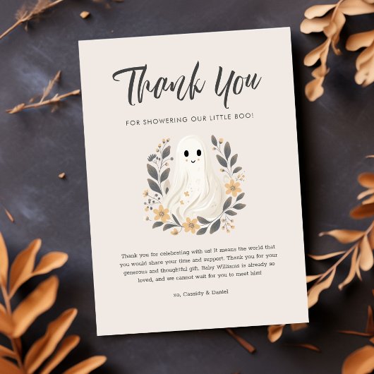 小さなブー幽霊ハロウィーン赤ちゃんシャワーありがとう サンキューカード