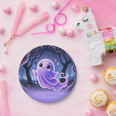 小さなブー幽霊パープルハロウィーン誕生日パーティー ペーパープレート (パーティー)