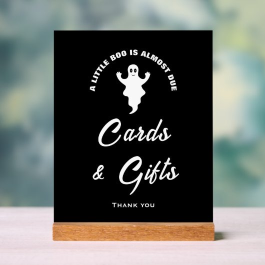 小さなブー幽霊赤ちゃんシャワーカード&ギフトサイン アクリルサイン (ニュートラル)