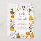 小さなブー幽霊&パンプキンハロウィーンベイビーシャワー 招待状 (正面)