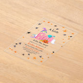 小さなブー幽霊、フクロウのハロウィーンの赤ちゃんシャワー アクリル招待状 (レイダウン)