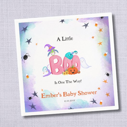 小さなブー幽霊、フクロウのハロウィーンの赤ちゃんシャワー スタンダードカクテルナプキン