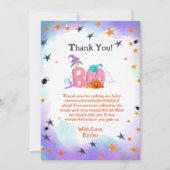 小さなブー幽霊、フクロウのハロウィーンベビーありがとう サンキューカード (正面)