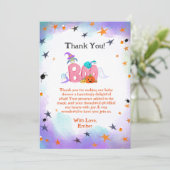 小さなブー幽霊、フクロウのハロウィーンベビーありがとう サンキューカード (スタンド正面)