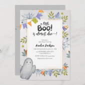 小さなブー水の色を不気味な幽霊ベビーシャワー 招待状 (正面/裏面)