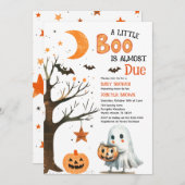 小さなブー水色ハロウィーンかわいい赤ちゃんシャワー 招待状 (正面/裏面)