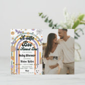 小さなブー溝の多いレインボーハロウィーンの赤ちゃんシャワー 招待状 (スタンド正面)