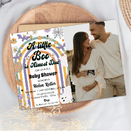 小さなブー溝の多いレインボーハロウィーンの赤ちゃんシャワー 招待状