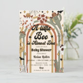小さなブー溝深いサボテンのハロウィーンの赤ちゃんシャワー 招待状 (スタンド正面)