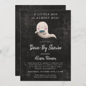 小さなブー男の子は赤ちゃんシャワーでハロウィーンのドライブ 招待状 (正面/裏面)