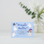 小さなブー男の子ハロウィーンベビーシャワーおむつラッフル エンクロージャーカード (スタンド正面)