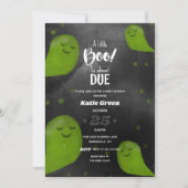 小さなブー緑のハッピーハローウィンの赤ちゃんシャワー 招待状 (正面)