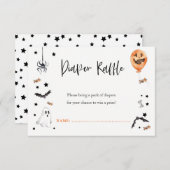 小さなブー赤ちゃんシャワーおむつラッフルカード 招待状 (正面/裏面)