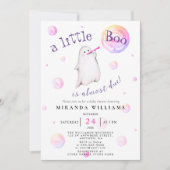 小さなブー赤ちゃんシャワーの水色 招待状 (正面)