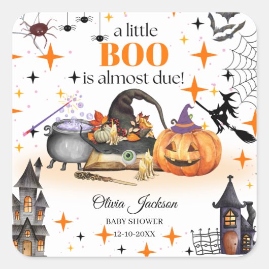 小さなブー赤ちゃんシャワーベビーシャワー招待状 スクエアシール (正面)