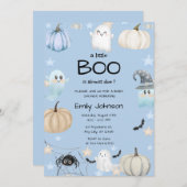 小さなブー赤ちゃんシャワー | かわいいハロウィーン 招待状 (正面/裏面)
