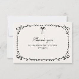 小さなブー黒い弓ハロウィーン赤ちゃんシャワー サンキューカード