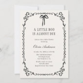 小さなブー黒い弓フレームハロウィーン赤ちゃんシャワー 招待状 (正面)