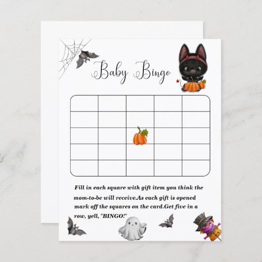 小さなブー黒猫の赤ちゃんシャワーゲーム紙 (正面/裏面)