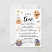 小さなブー、かわいいハロウィーンの赤ちゃんシャワシンプルー 招待状 (正面)