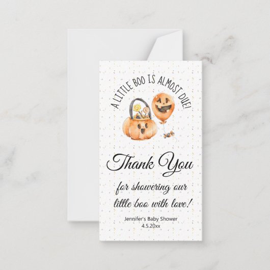 小さなブー、かわいいハロウィーンの赤ちゃん感謝していシャワーあなた ノートカード (正面)