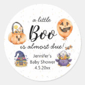 小さなブー、かわいい水彩ハロウィーンのベビーシャワー ラウンドシール (正面)