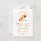 小さなブー、ハロウィーンの赤ちゃん感謝していシャワーあなたがオレンジ ノートカード (正面)