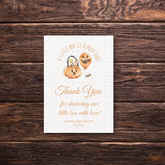 小さなブー、ハロウィーンの赤ちゃん感謝していシャワーあなたがオレンジ ノートカード