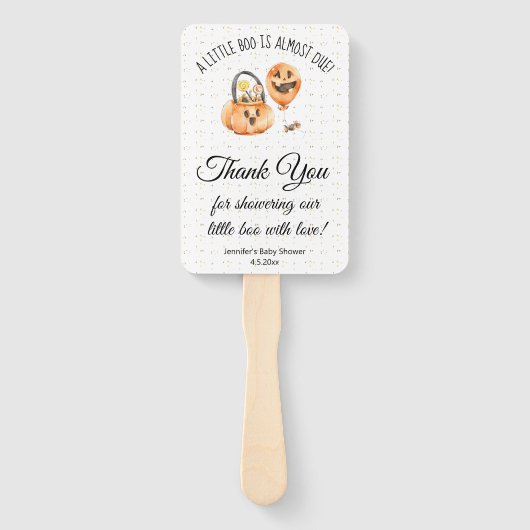 小さなブー、ハロウィーンの赤ちゃん感謝していシャワーかわいい ハンドファン (正面)