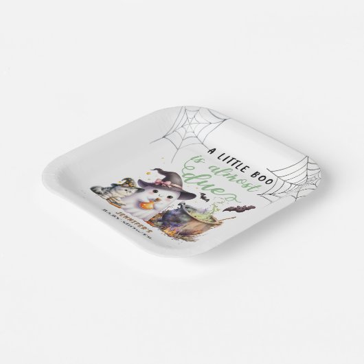小さなブー！ハロウィーンの赤ちゃん男女兼用シャワー ペーパープレート (傾斜あり)